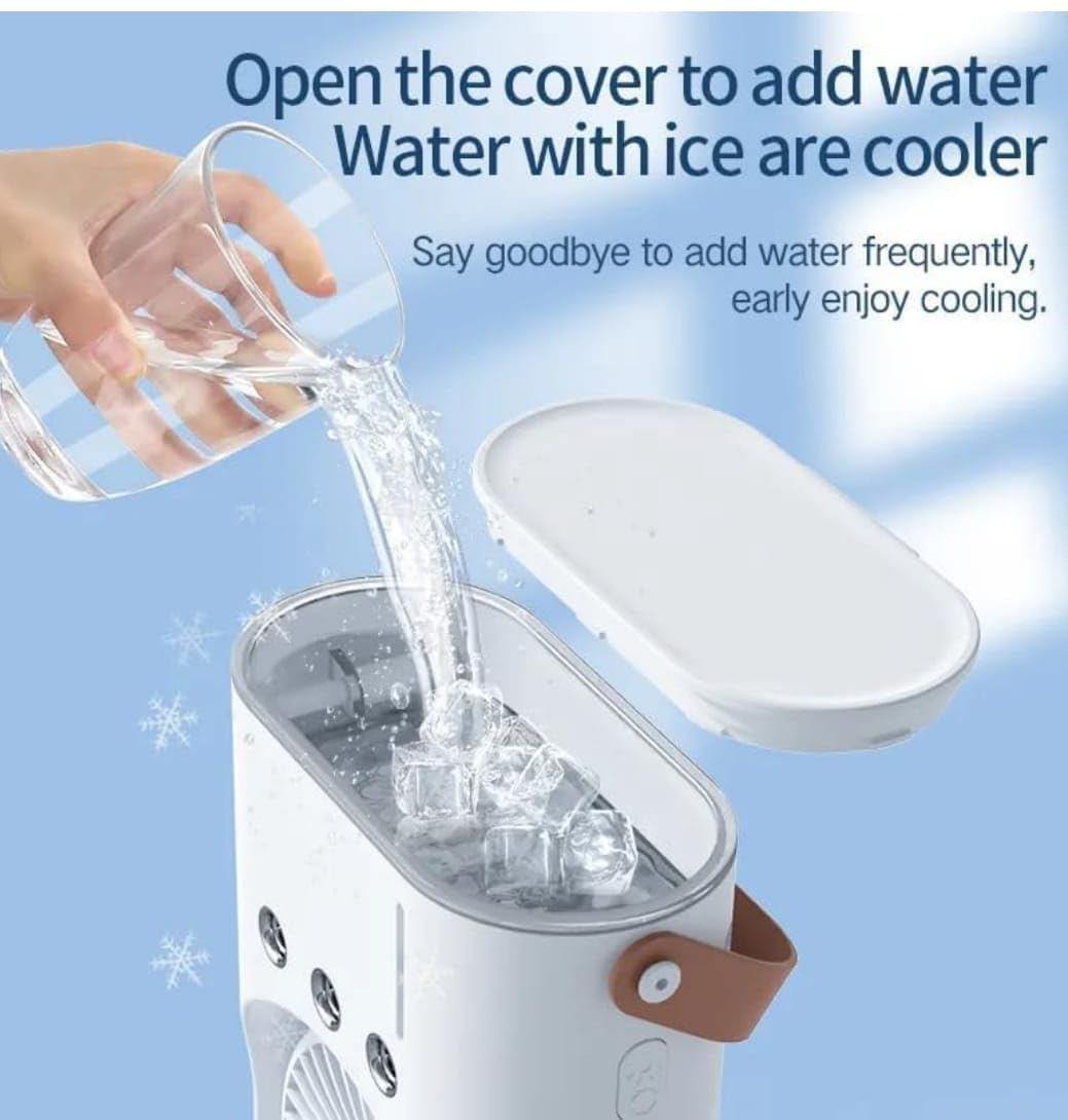 Dual Fan Portable Air Cooler with Mist & LED Light
