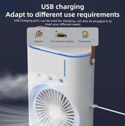 Dual Fan Portable Air Cooler with Mist & LED Light